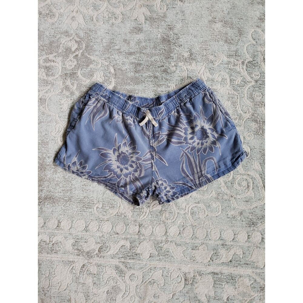 Patagonia Shorts Island Hemp Baggies Women's M Blue Floral 2.5" Organic Cotton